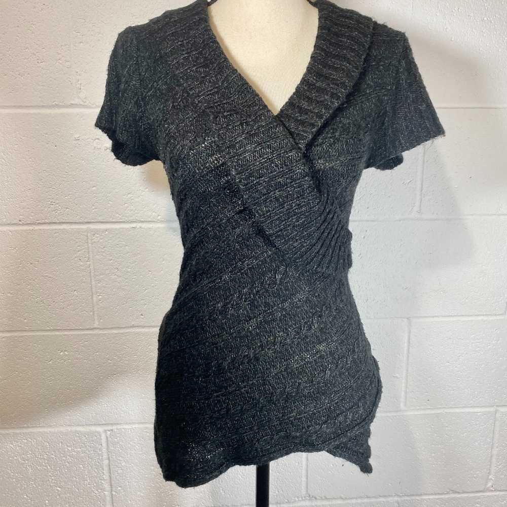 Razzle Dazzle Charcoal Black Shawl Sweater Tunic